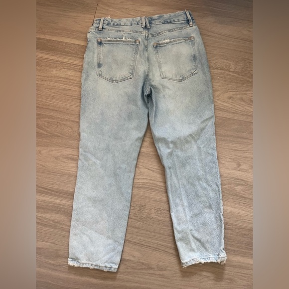 Good American high waisted light wash straight ankle jeans with elastic band - Picture 3 of 3